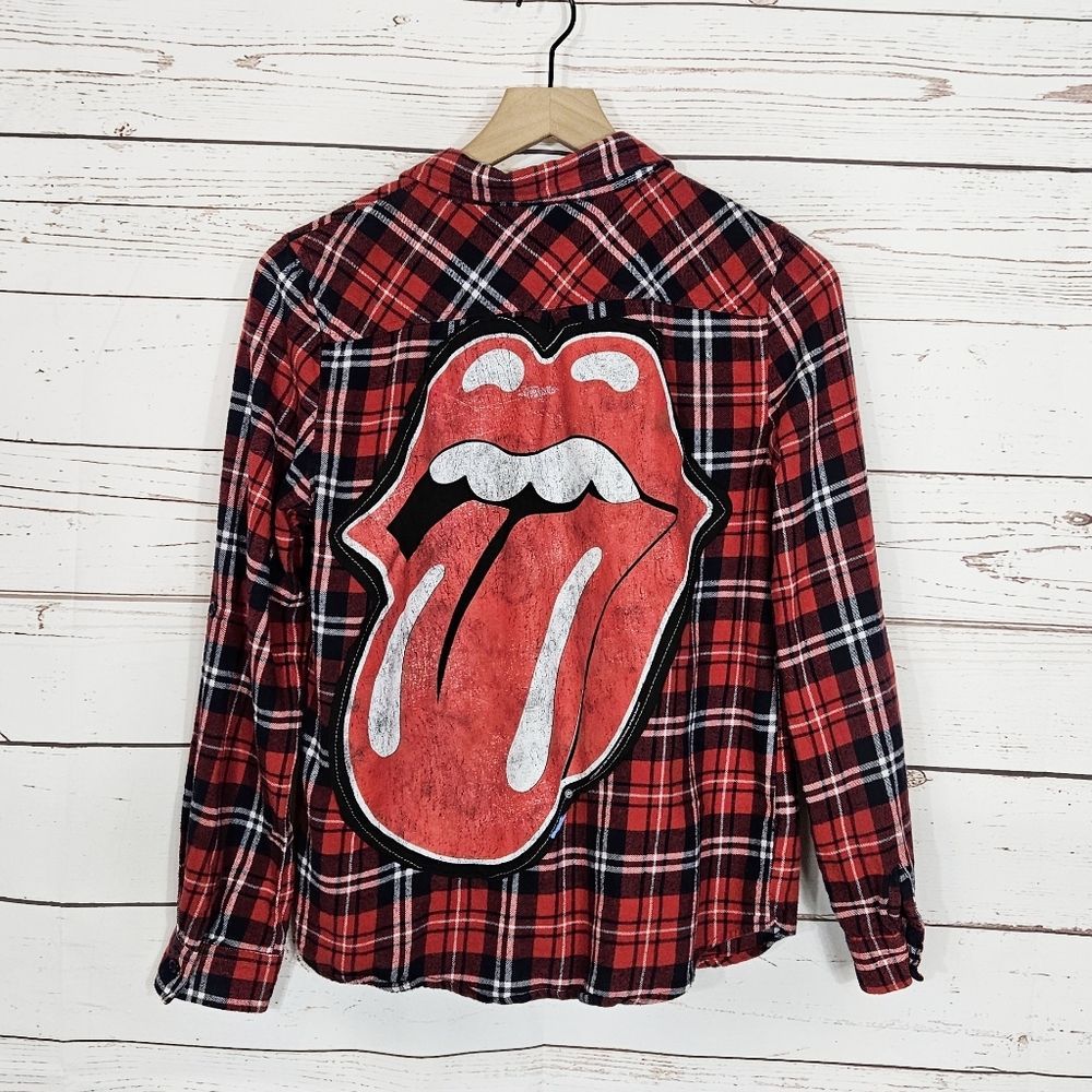 Sojara | Rolling Stones Red Plaid Flannel Button Up Shirt